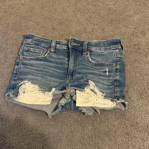 American Eagle Outfitters Distressed Light Blue Denim Cutoff Shorts